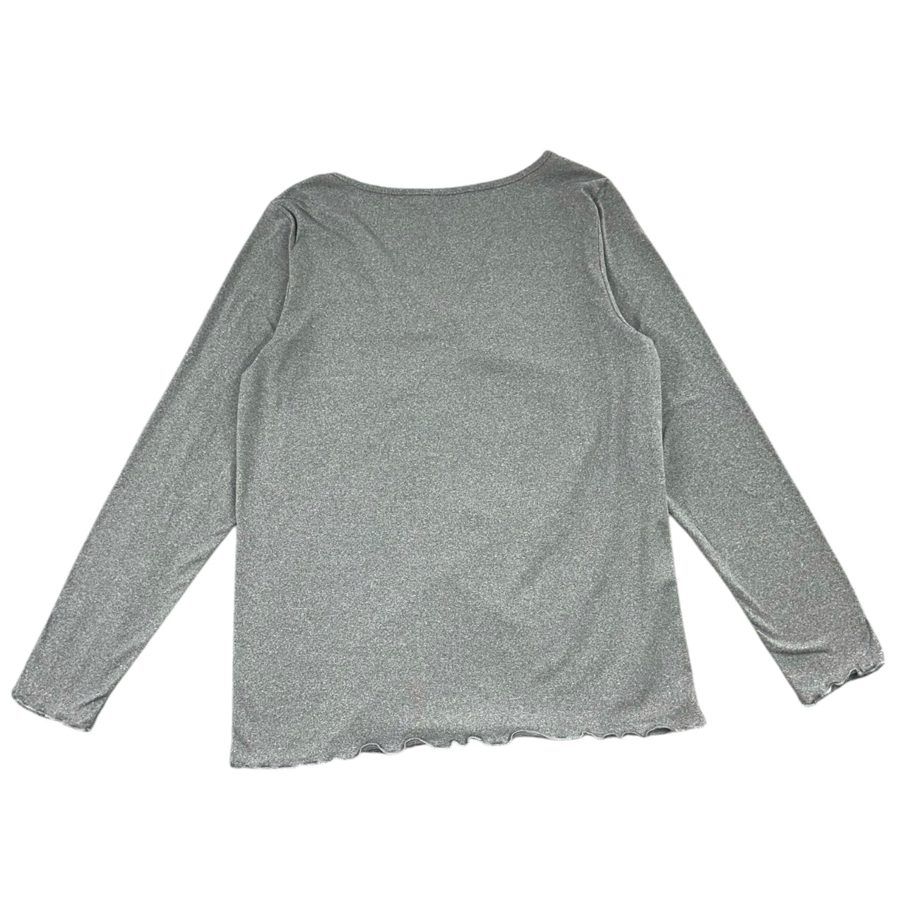 Ekouaer Silver Metallic Shimmer Ruched V Neck Top
