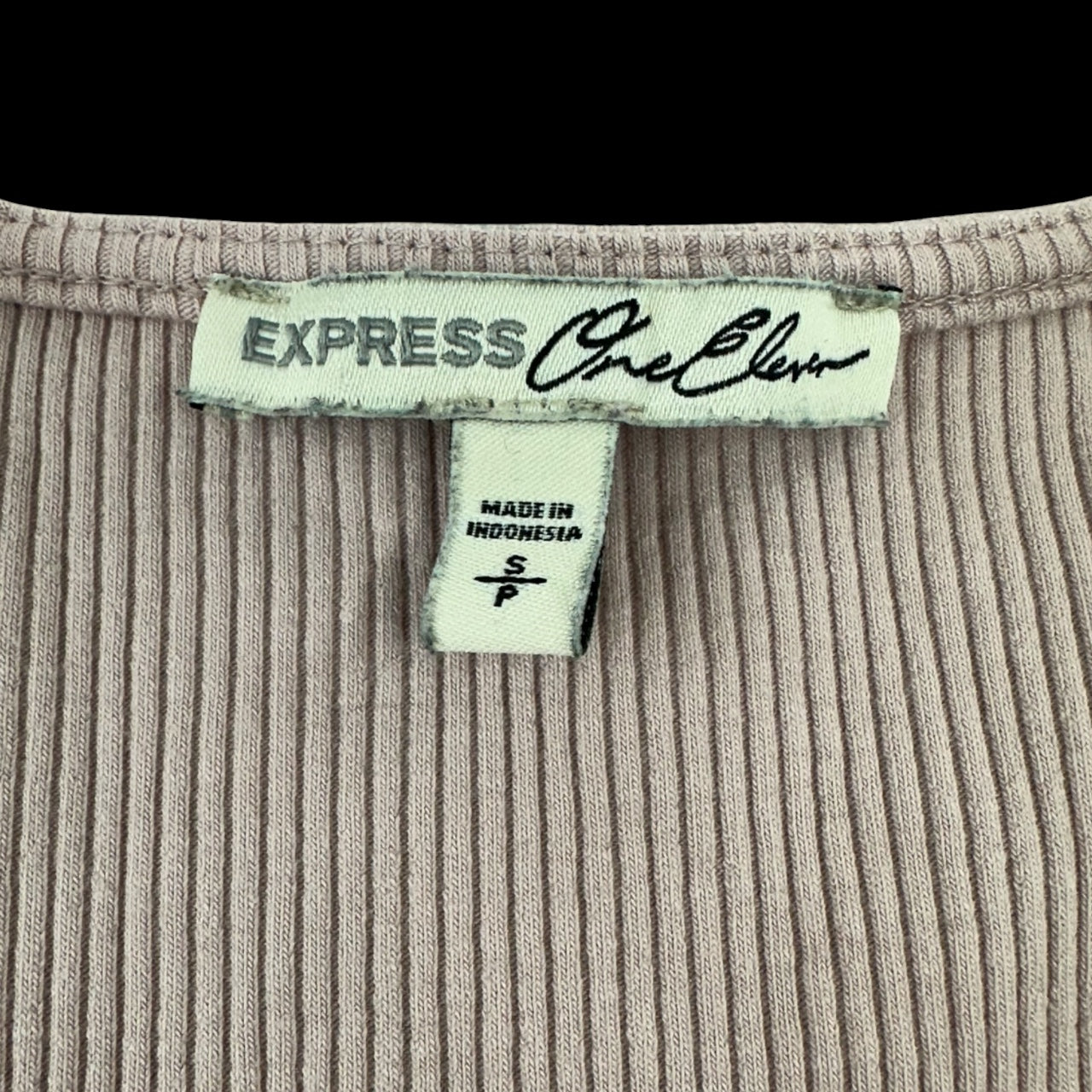 Vintage Express Ribbed Mauve Pink Long Sleeve Tie Waist Ballet Wrap Top