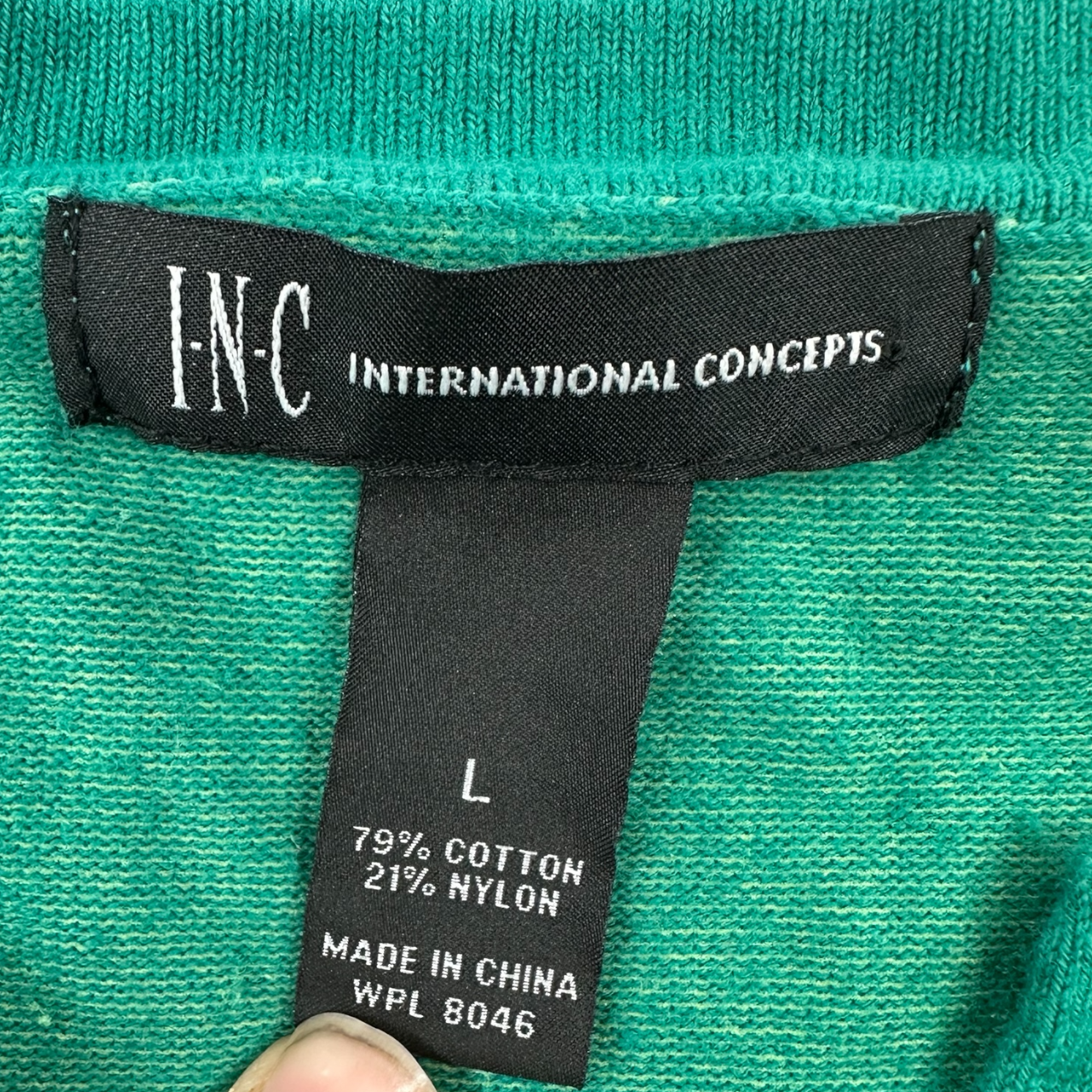 Vintage INC International Concepts Green V-Neck Puff Sleeve Sweater Top