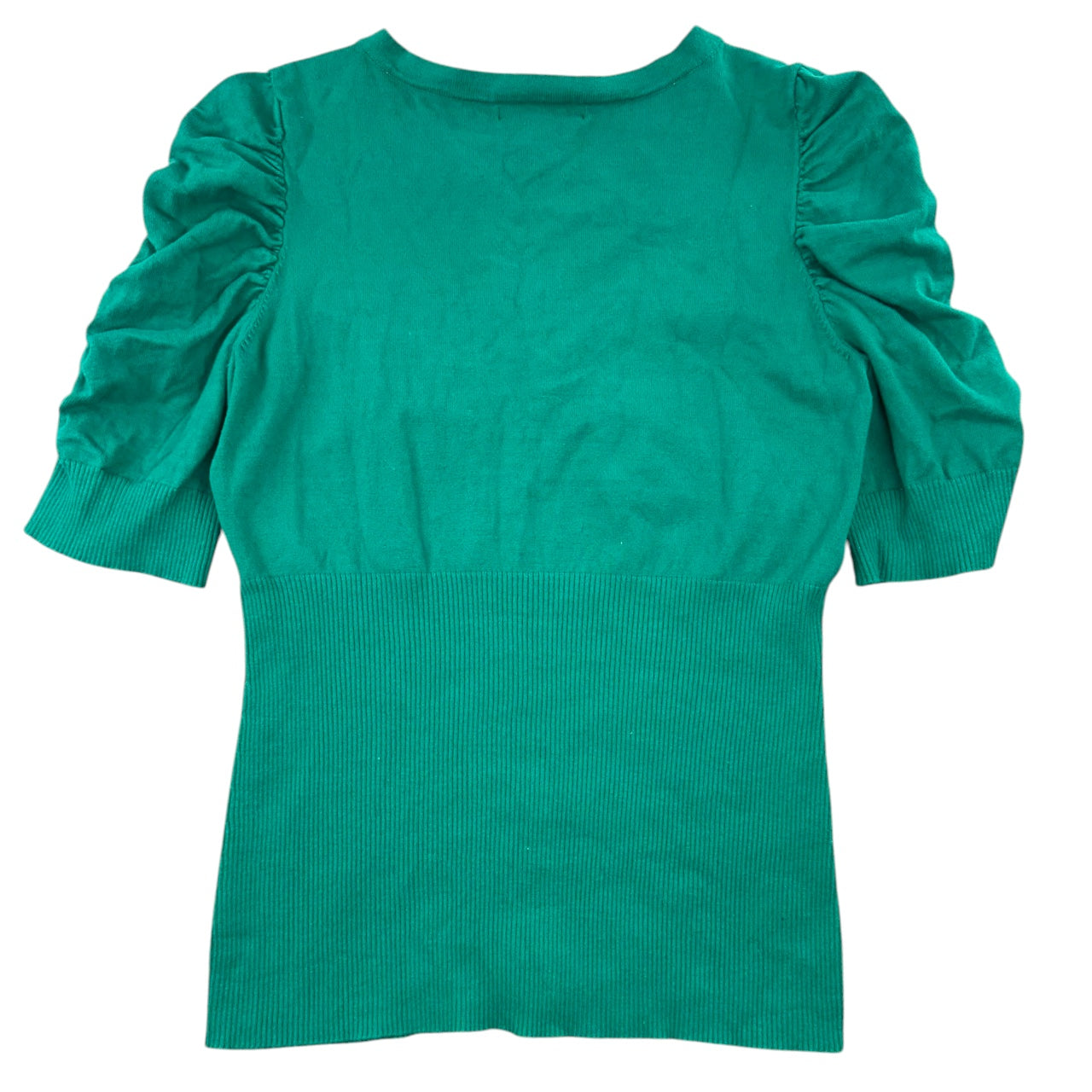 Vintage INC International Concepts Green V-Neck Puff Sleeve Sweater Top