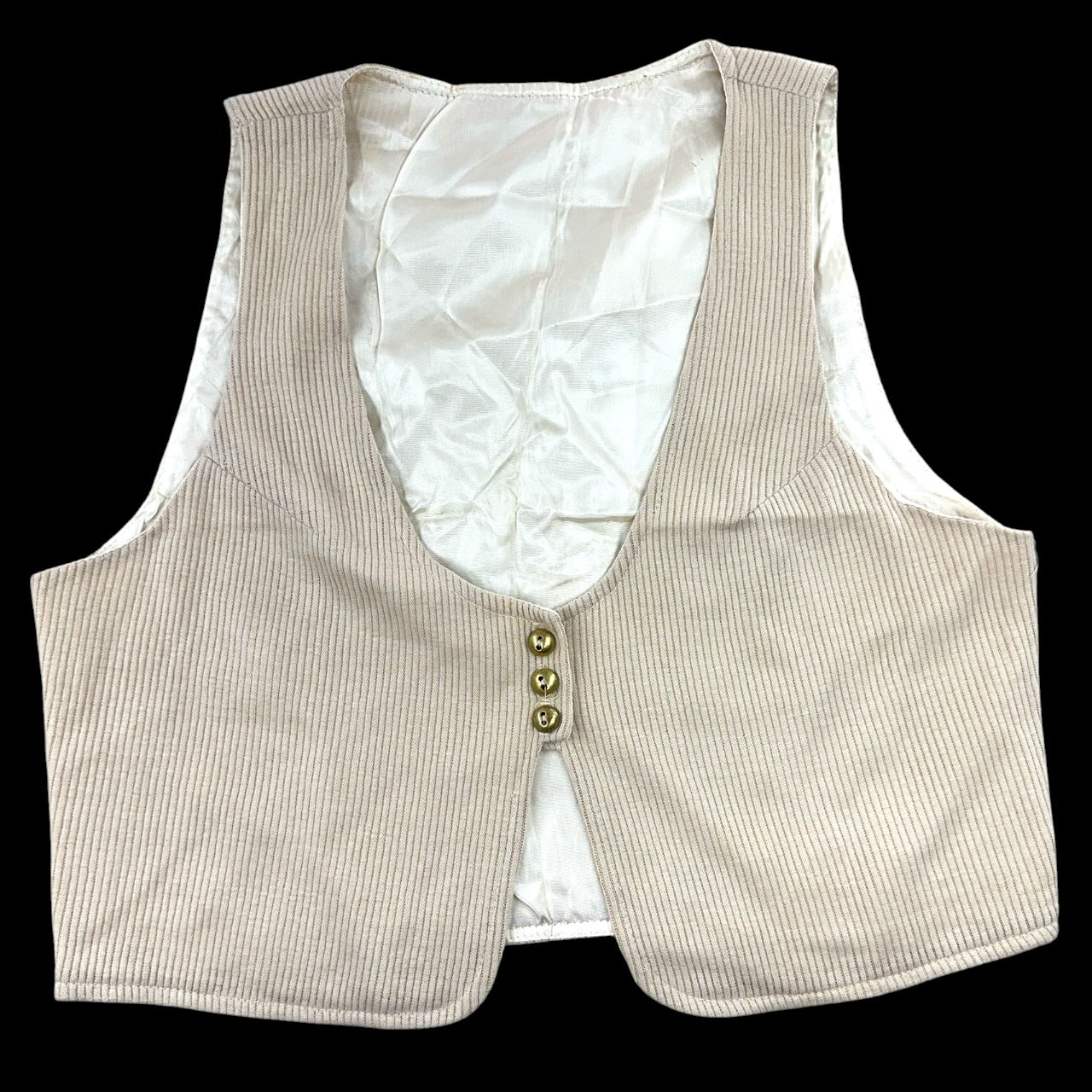 Vintage 90s Beige Ribbed Button Up Vest