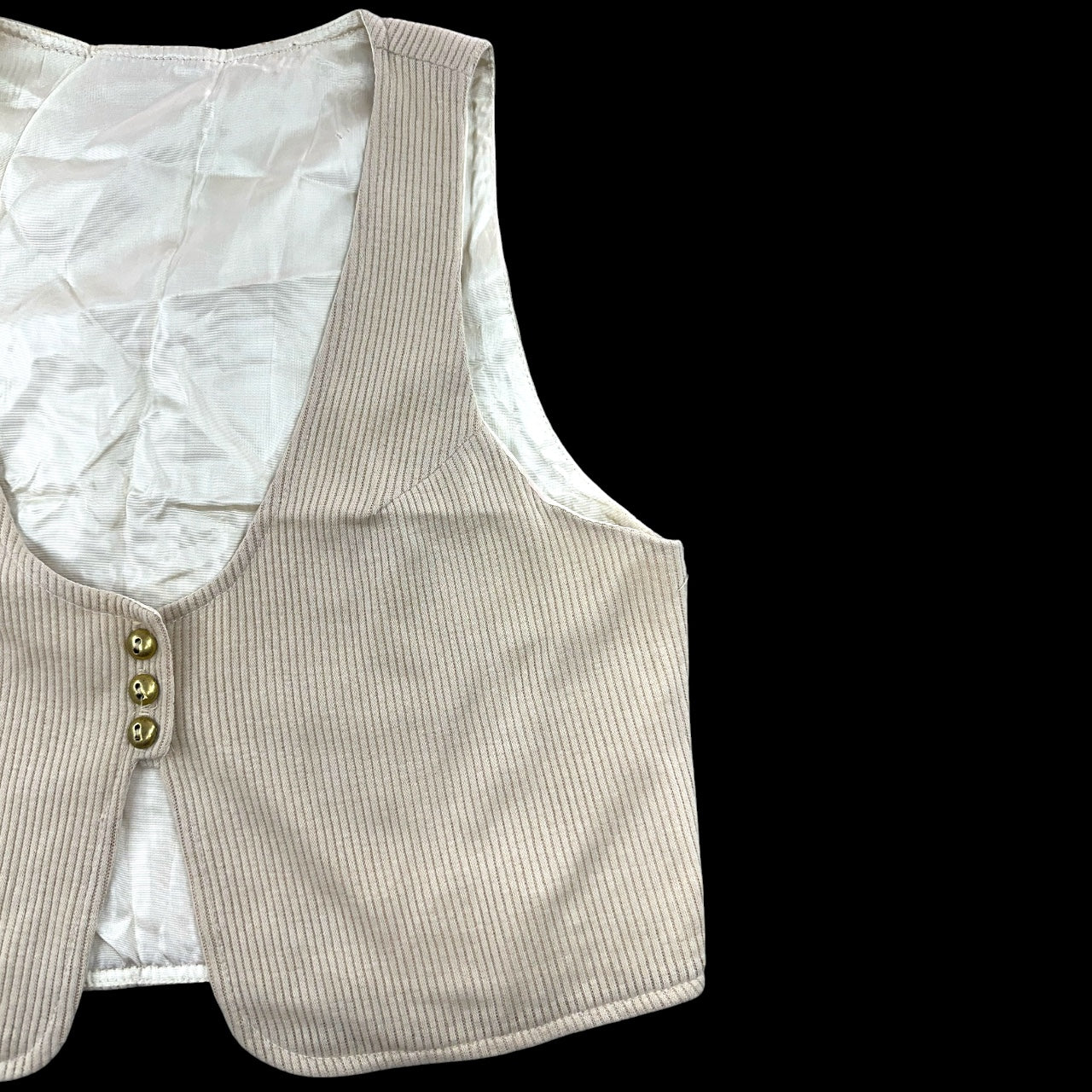 Vintage 90s Beige Ribbed Button Up Vest
