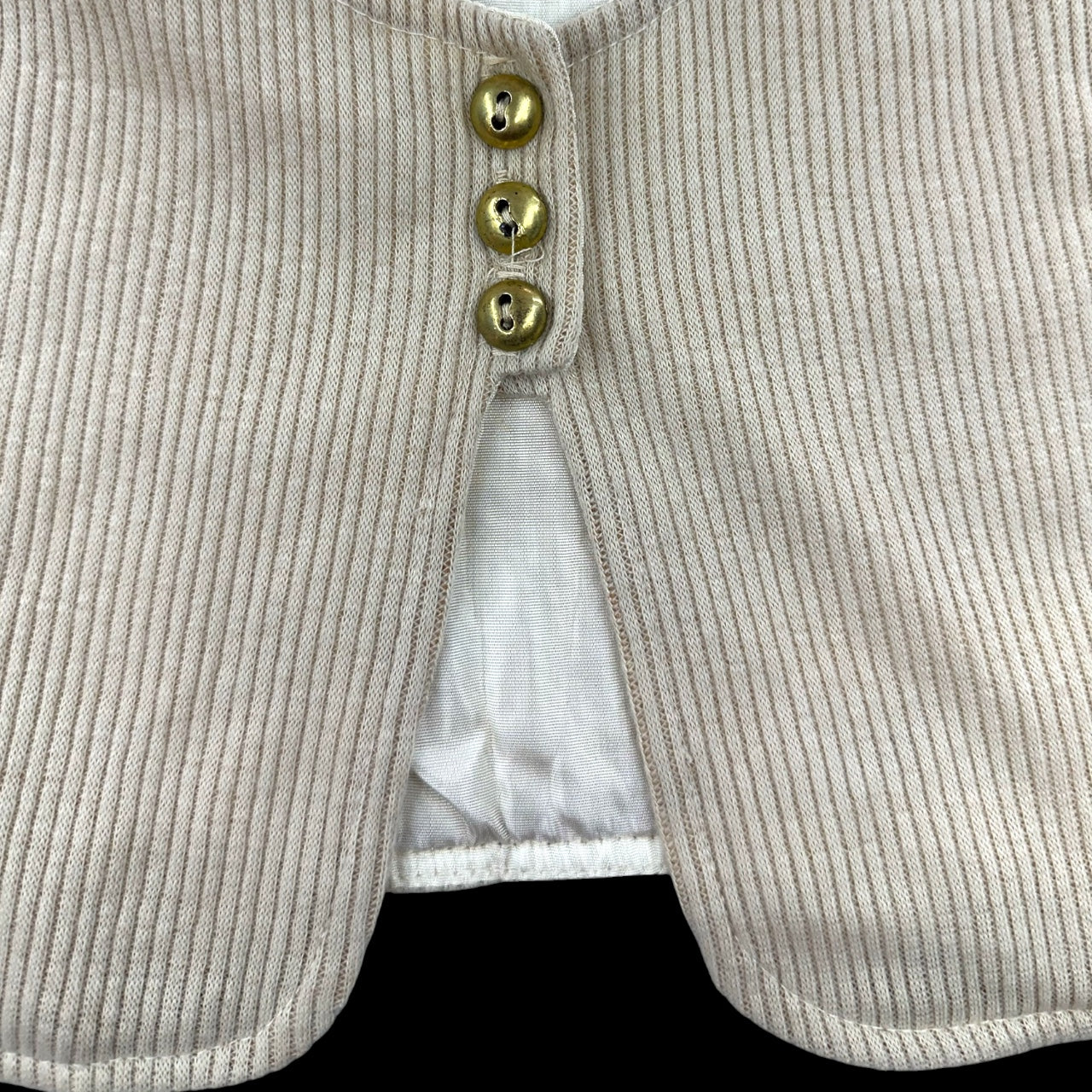 Vintage 90s Beige Ribbed Button Up Vest