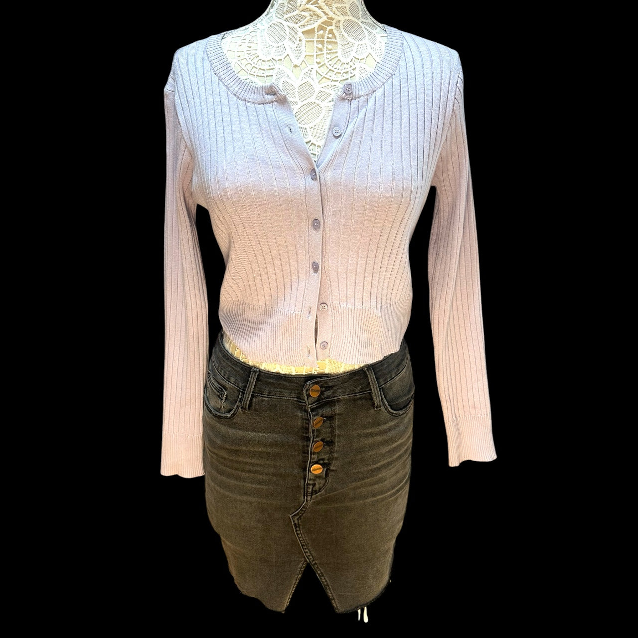 Almost Famous Lavender Button Up Cropped Cardigan