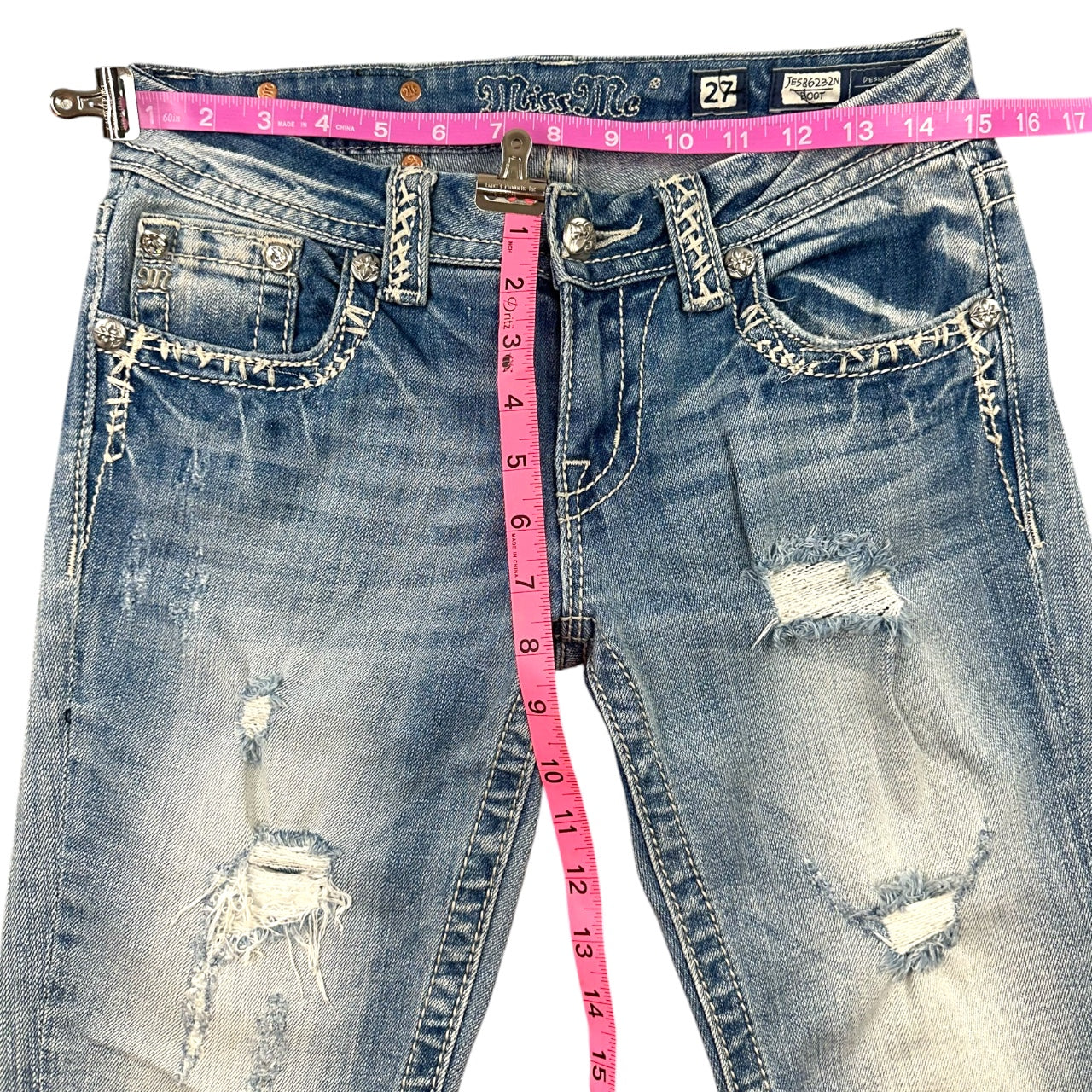 Vintage Y2K Miss Me Bootcut Rhinestone Embellished Denim Jeans