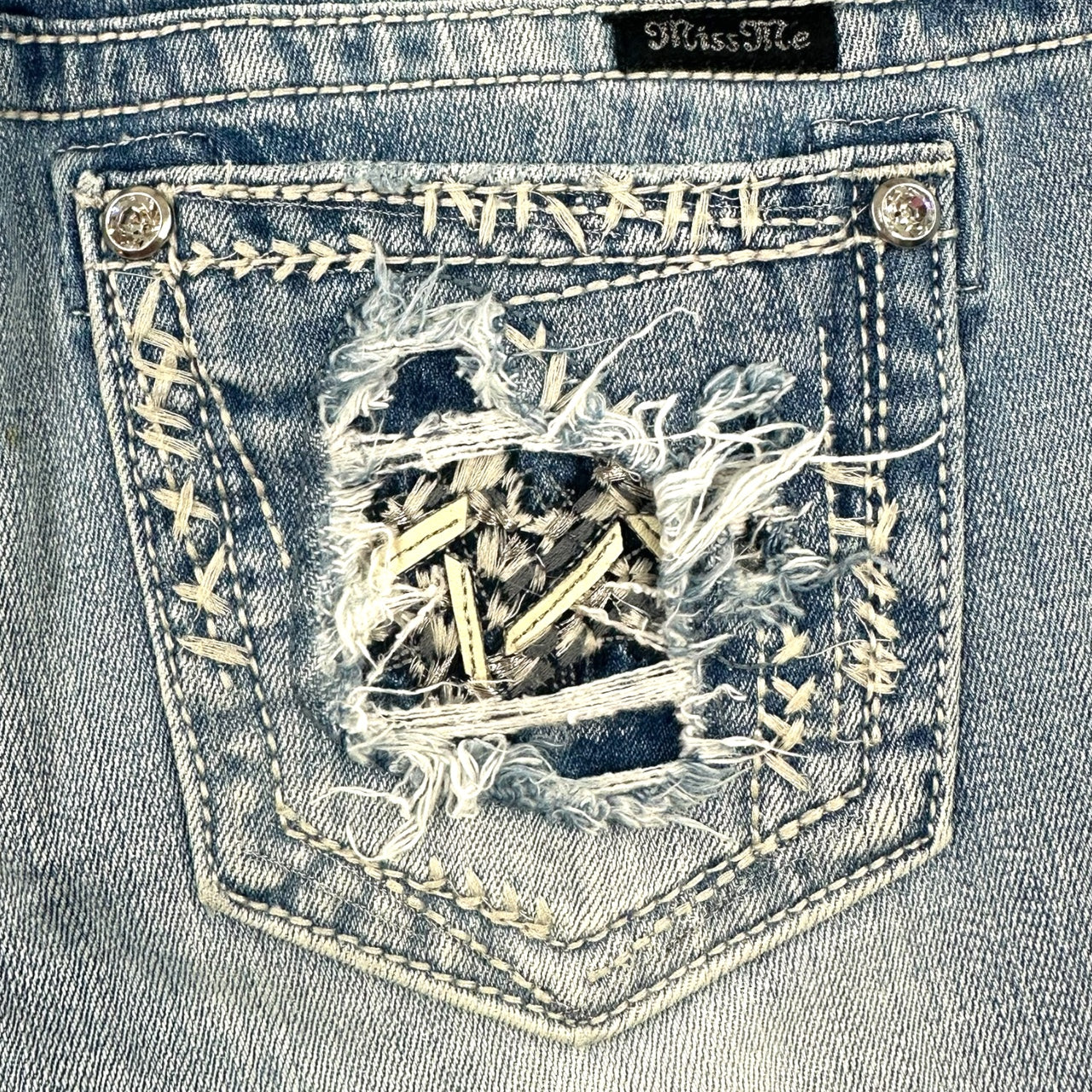 Vintage Y2K Miss Me Bootcut Rhinestone Embellished Denim Jeans
