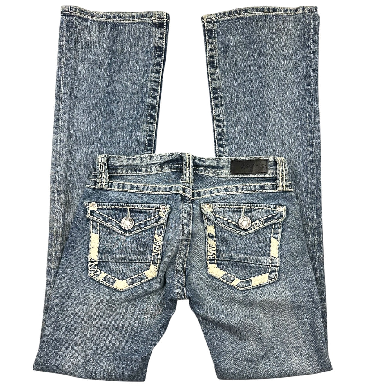 Vintage Y2K Daytrip Bootcut Jeans Embroidered Bling Flap Pocket Denim