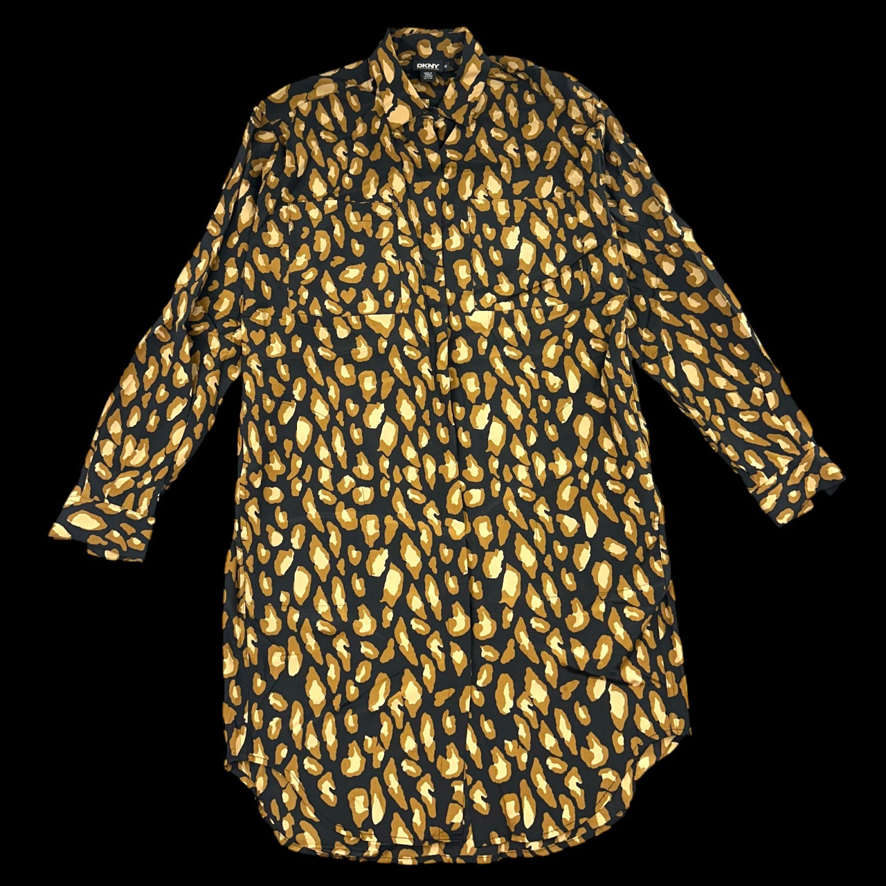 Vintage DKNY Leopard Print Shirt Dress 90s Mob Wife Tunic