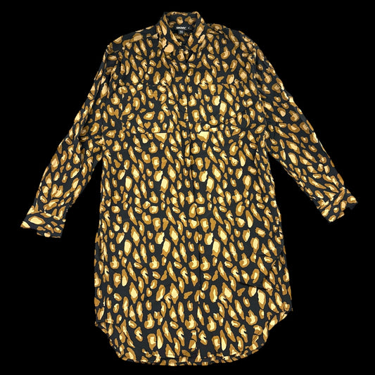 Vintage DKNY Leopard Print Shirt Dress 90s Mob Wife Tunic