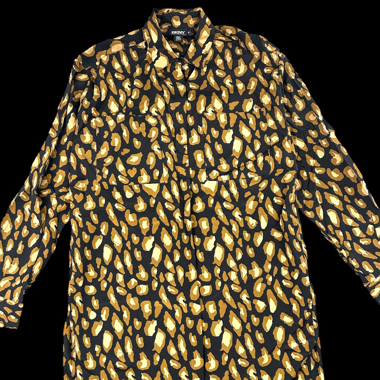 Vintage DKNY Leopard Print Shirt Dress 90s Mob Wife Tunic