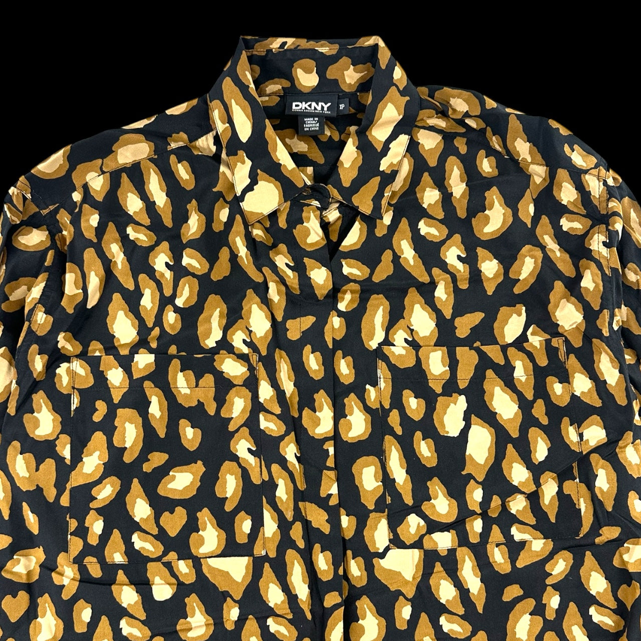 Vintage DKNY Leopard Print Shirt Dress 90s Mob Wife Tunic