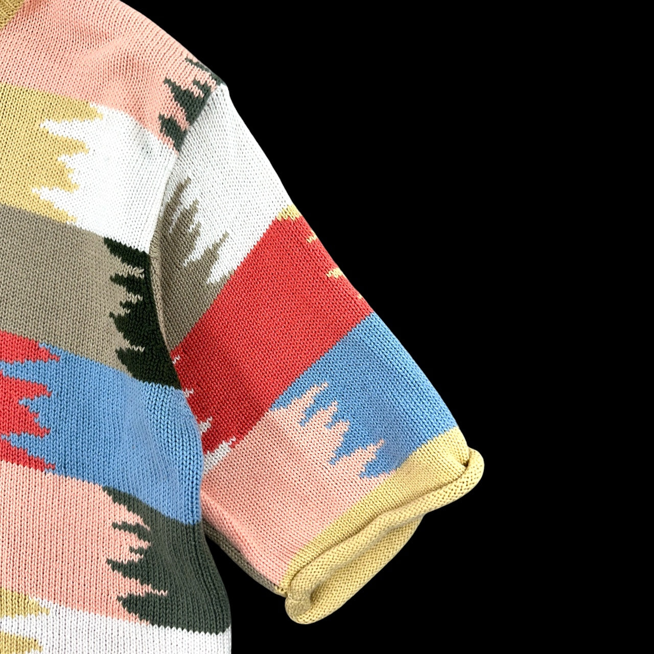 Christopher & Banks Multi Color Abstract Block Pattern Short Sleeve Sweater