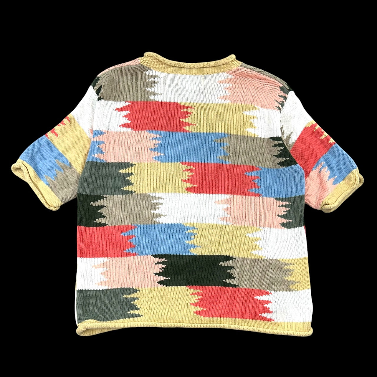 Christopher & Banks Multi Color Abstract Block Pattern Short Sleeve Sweater