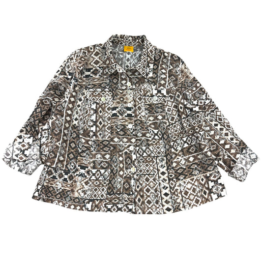 Vintage 90s Ruby Rd. Artsy Boho Geometric Tribal Print Button Up