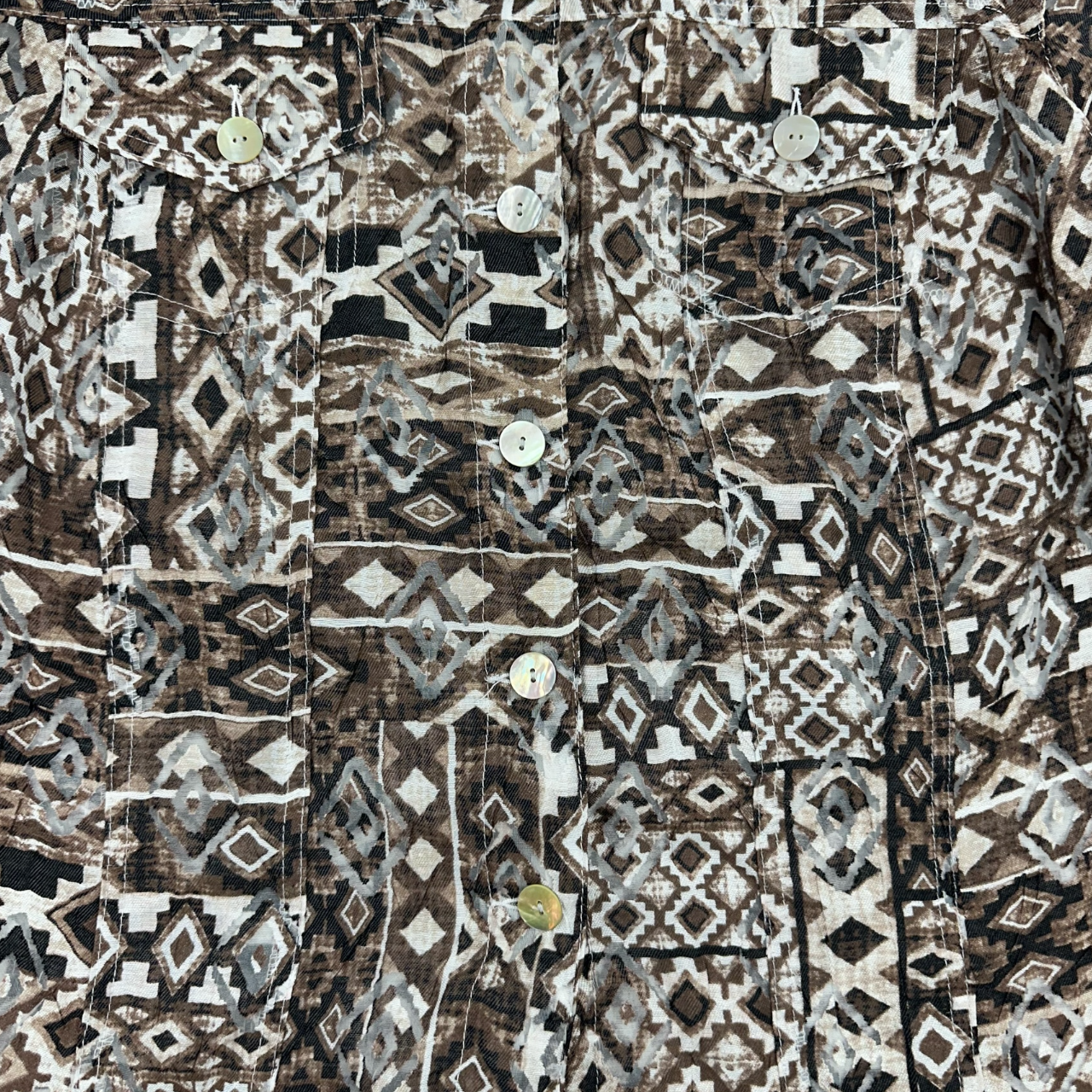 Vintage 90s Ruby Rd. Artsy Boho Geometric Tribal Print Button Up