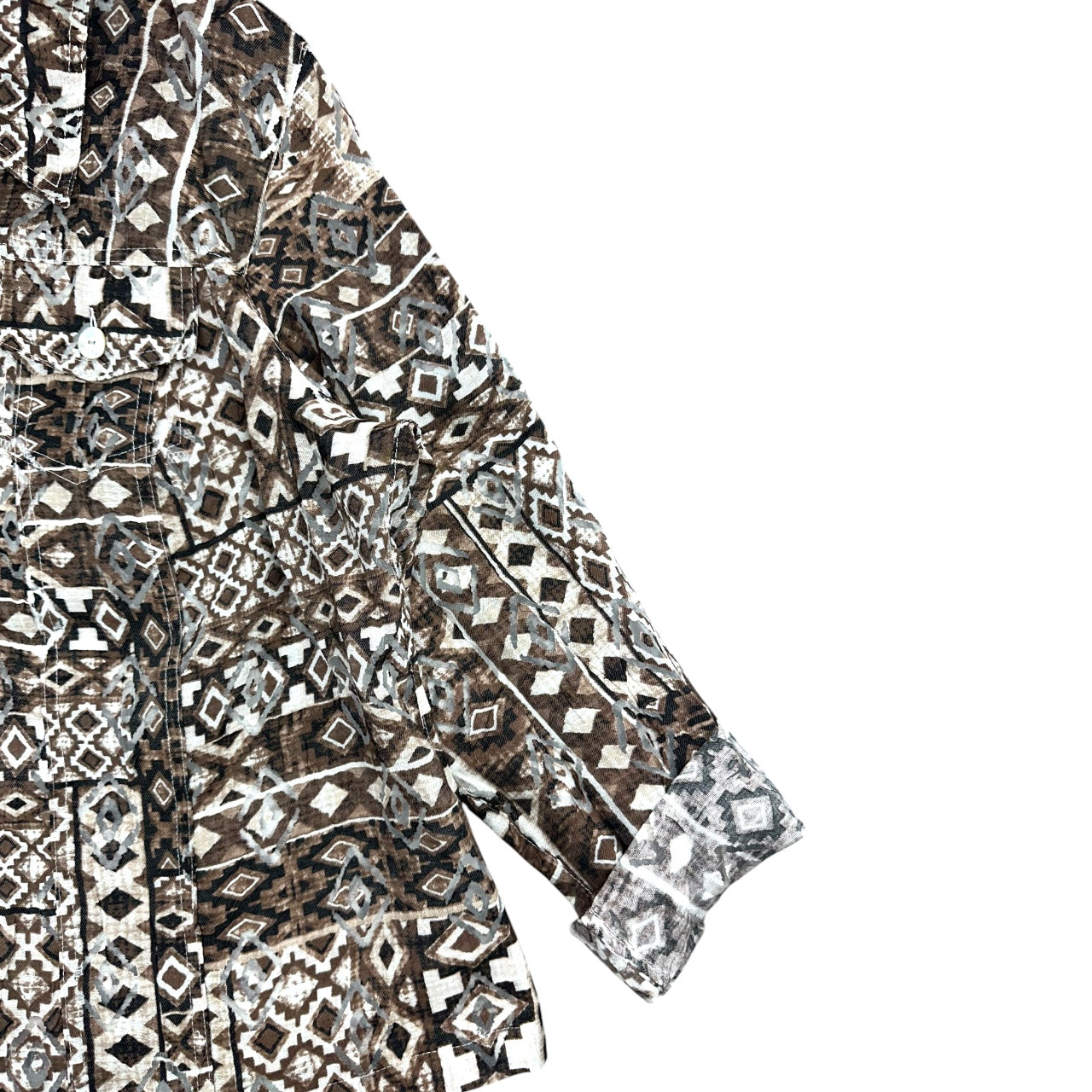 Vintage 90s Ruby Rd. Artsy Boho Geometric Tribal Print Button Up