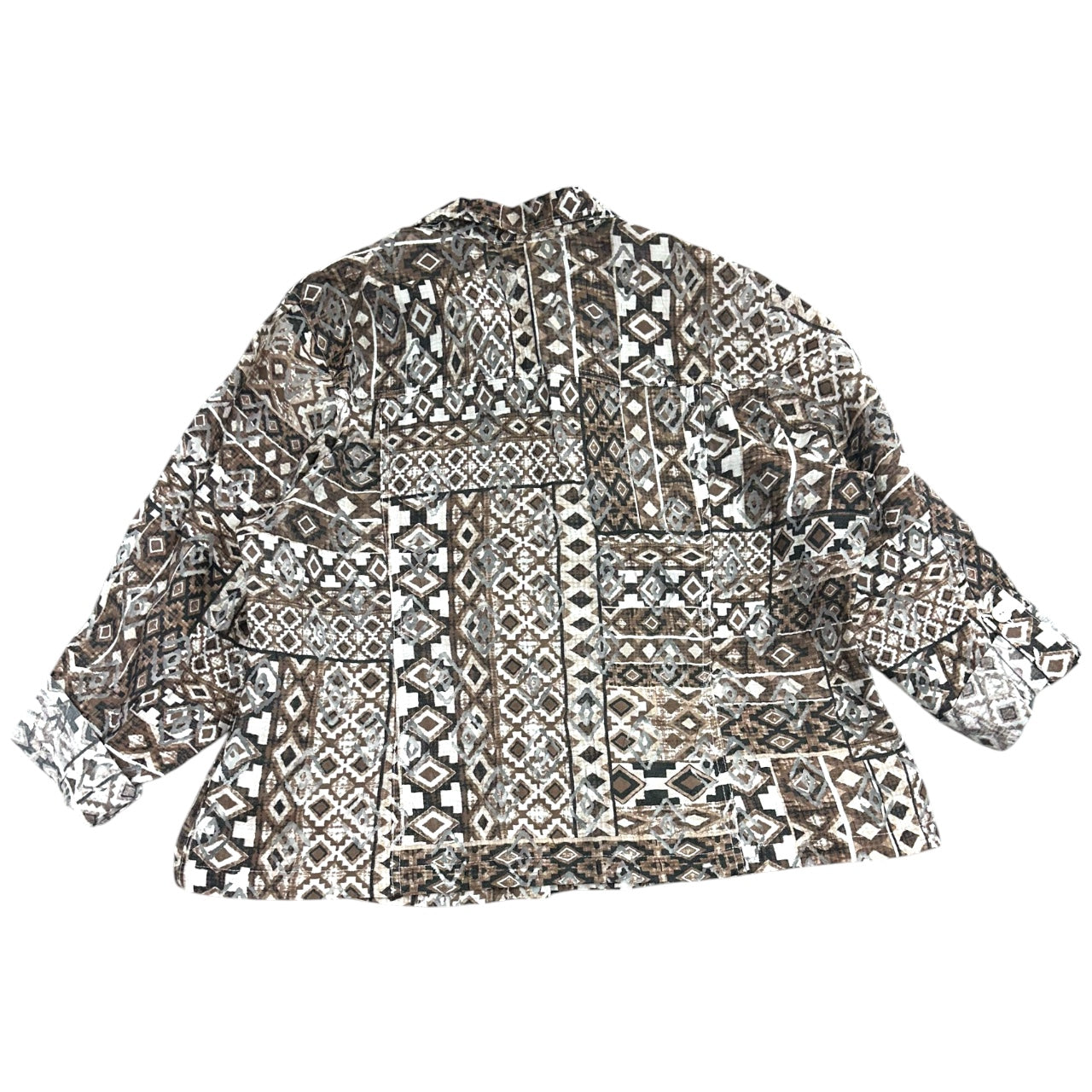 Vintage 90s Ruby Rd. Artsy Boho Geometric Tribal Print Button Up