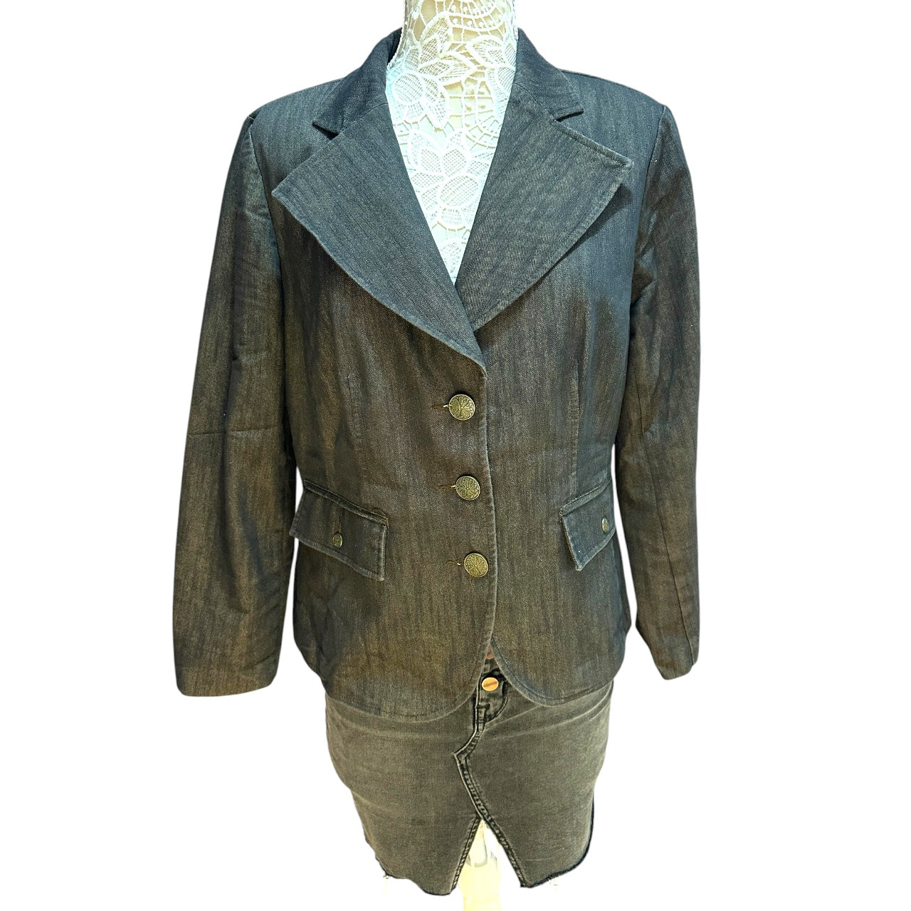Vintage 90s Venezia Dark Brown Denim Blazer