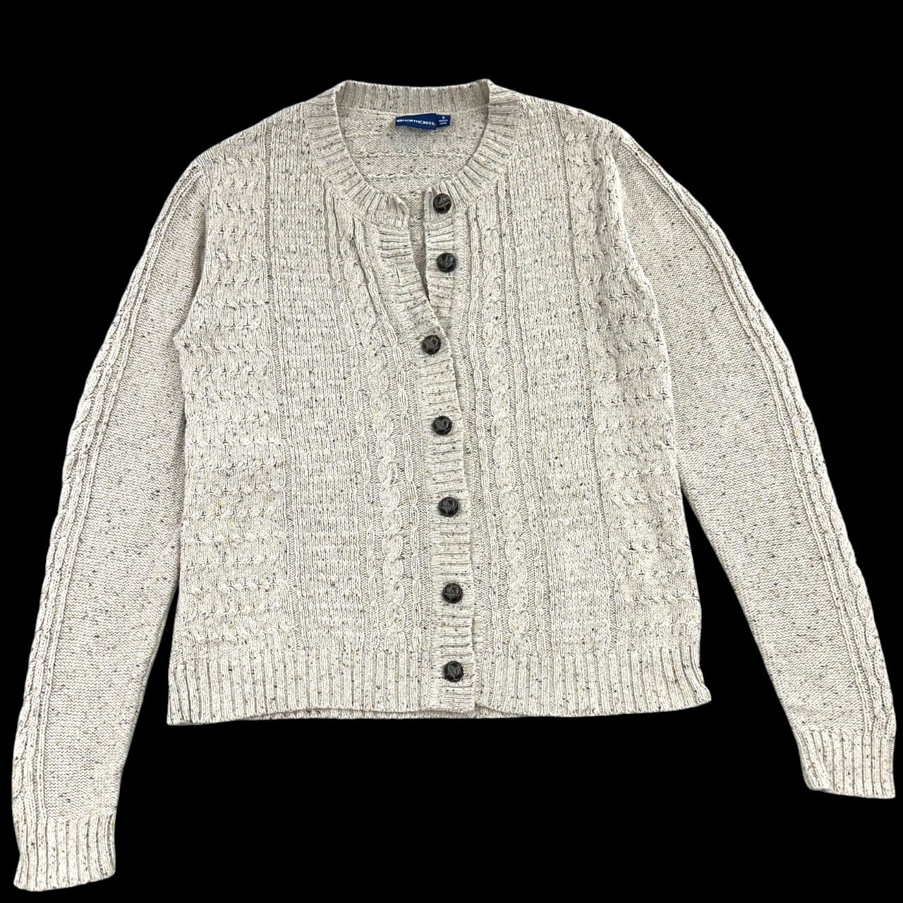 Vintage North Crest Aran Cream Cable Knit Cardigan