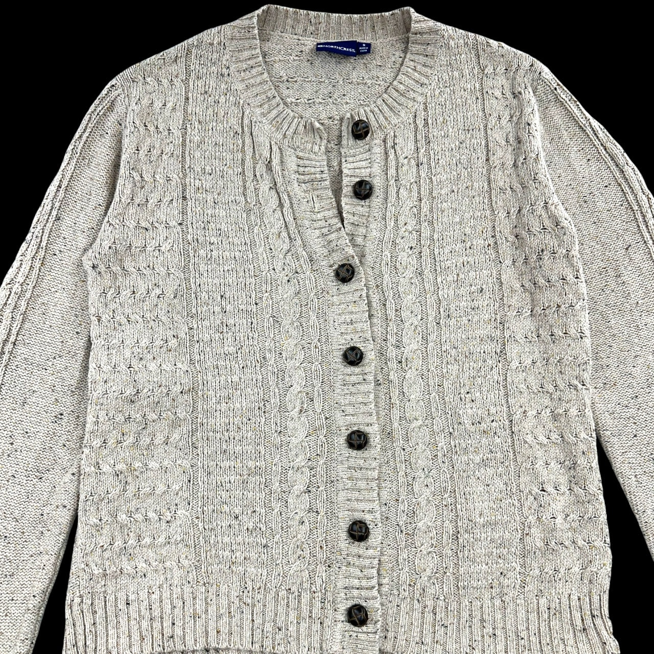 Vintage North Crest Aran Cream Cable Knit Cardigan