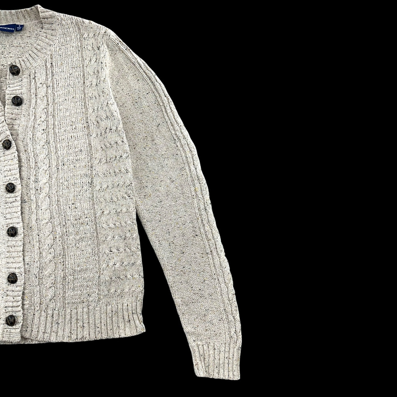 Vintage North Crest Aran Cream Cable Knit Cardigan