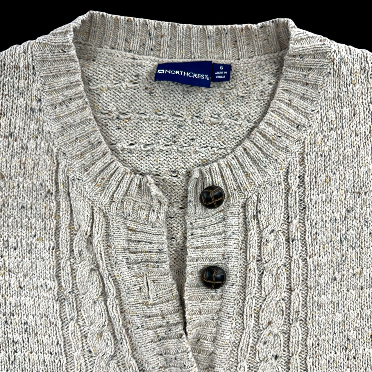 Vintage North Crest Aran Cream Cable Knit Cardigan