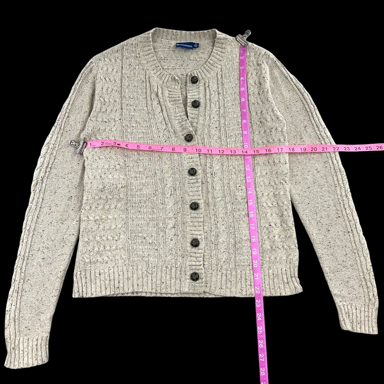 Vintage North Crest Aran Cream Cable Knit Cardigan