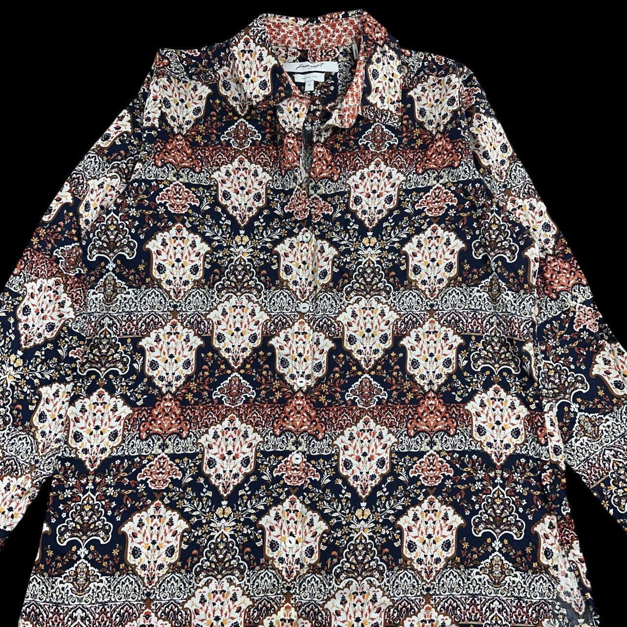 Vintage Foxcroft Boho Medallion Button Down
