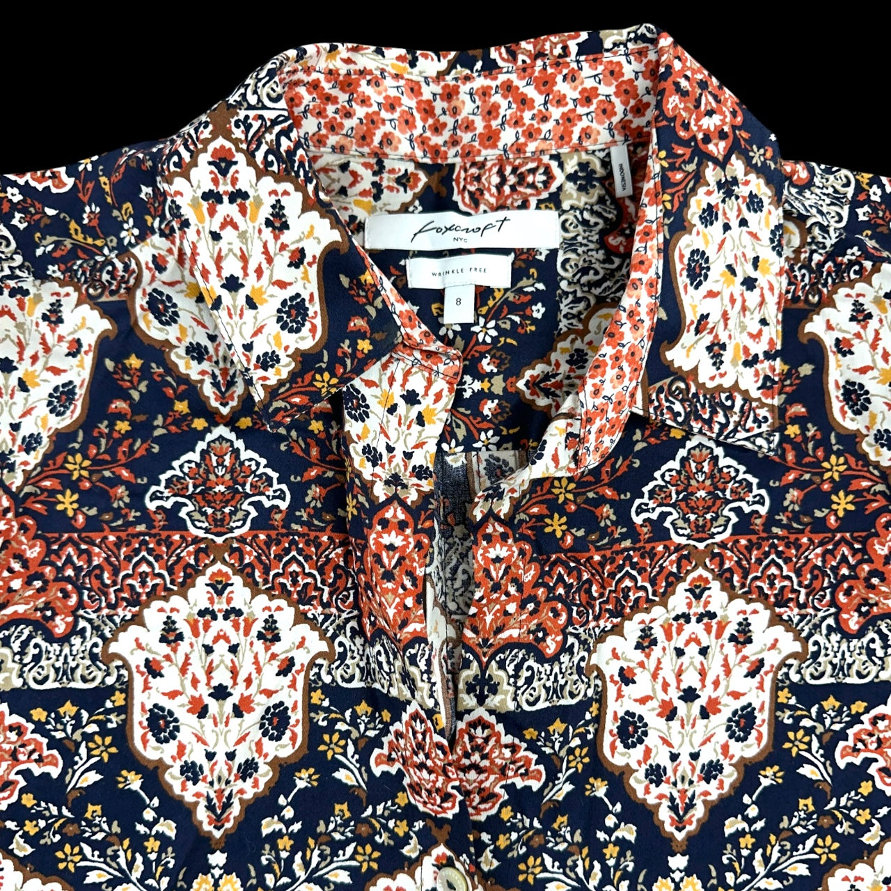 Vintage Foxcroft Boho Medallion Button Down