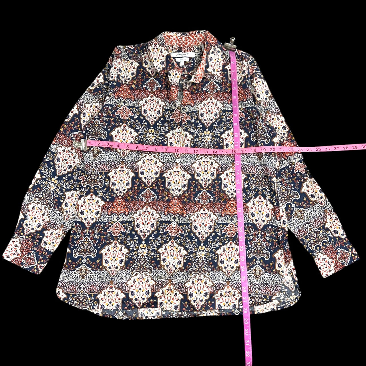 Vintage Foxcroft Boho Medallion Button Down