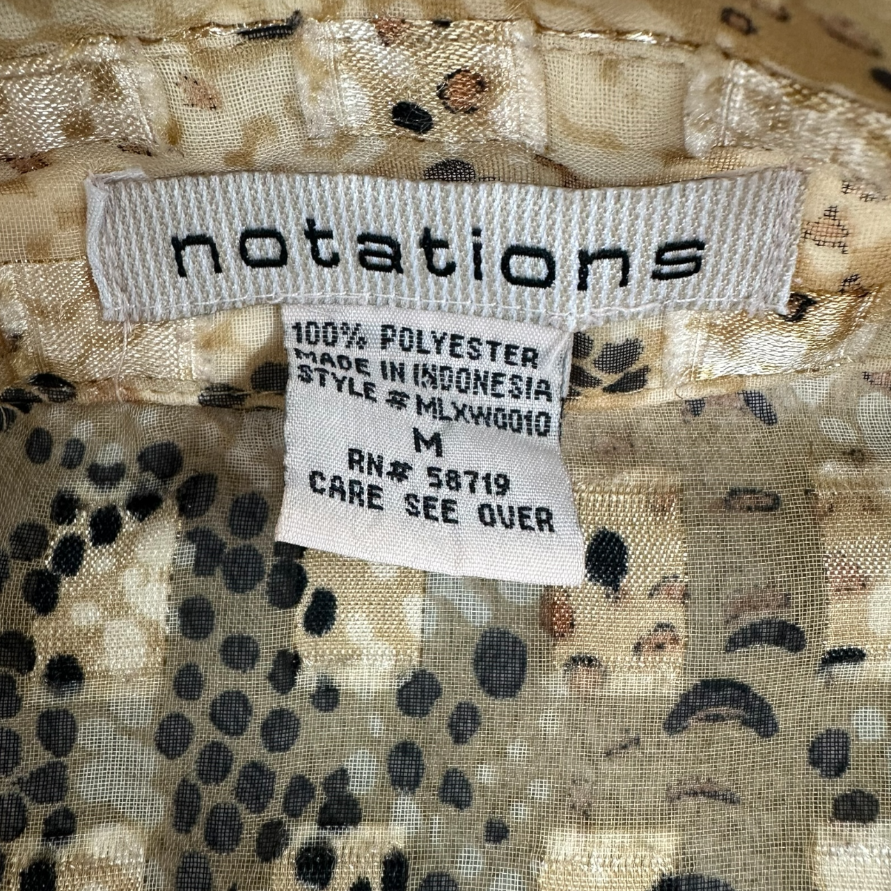 Vintage Y2K Notations Sheer Snake Print Blouse
