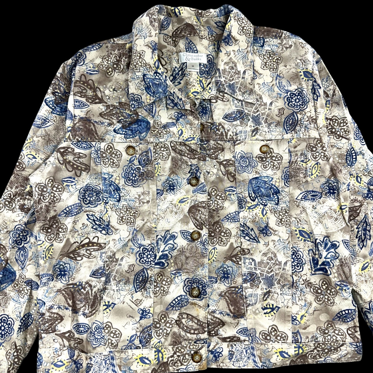 Vintage Christopher & Banks Floral Paisley Denim Jacket