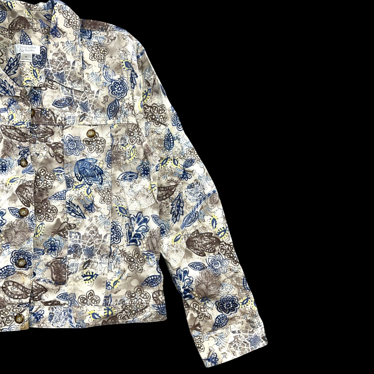 Vintage Christopher & Banks Floral Paisley Denim Jacket