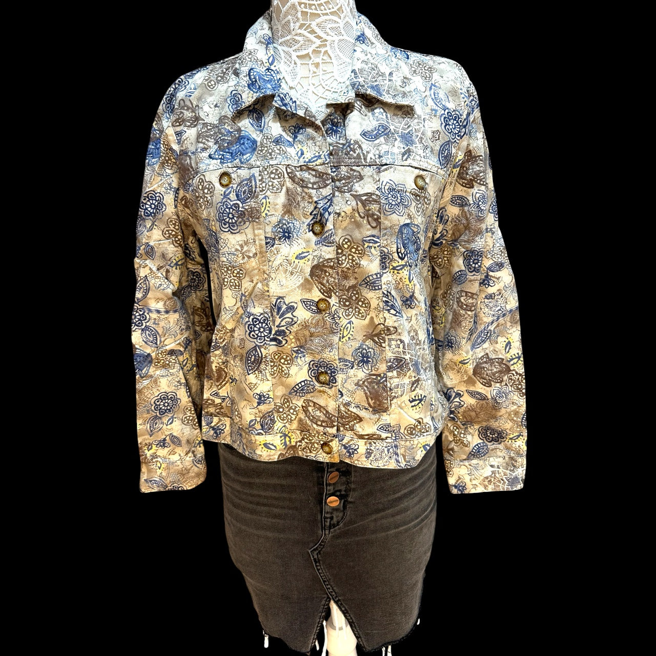Vintage Christopher & Banks Floral Paisley Denim Jacket
