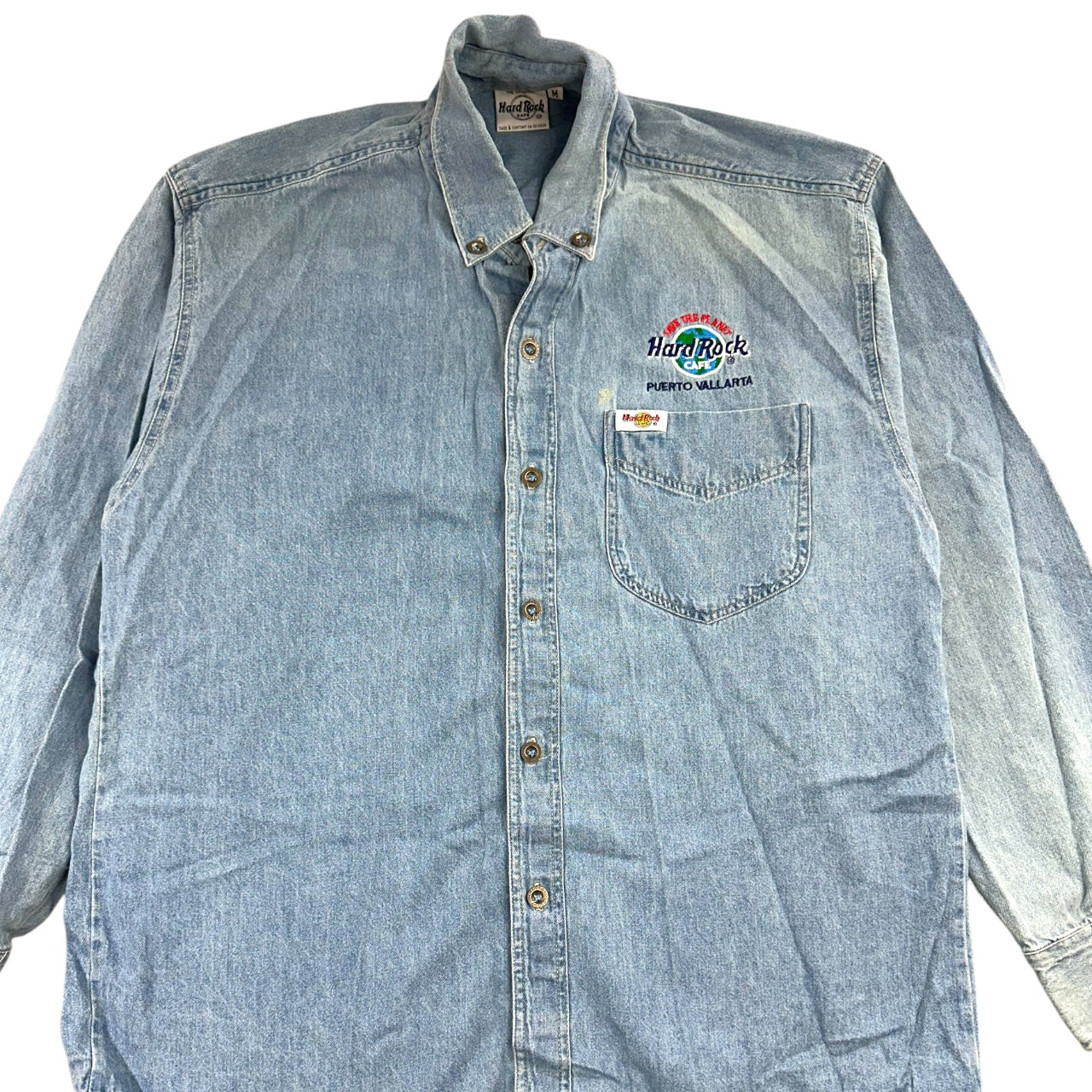 Vintage 90s Hard Rock Cafe Puerto Vallarta Denim Shirt