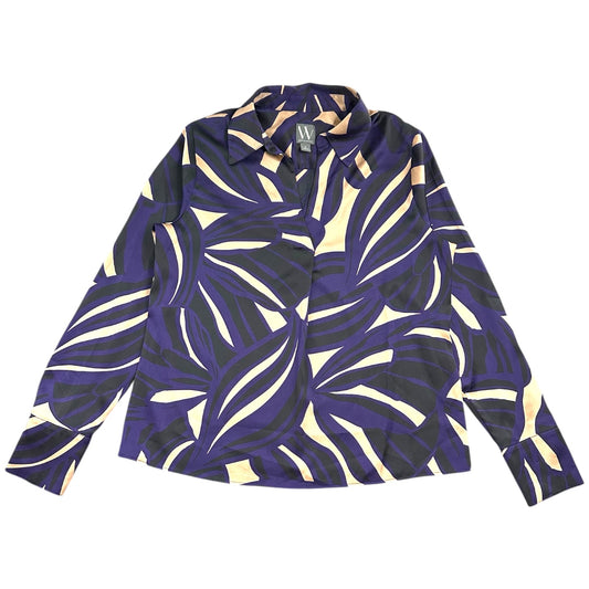 Vintage Y2K Worthington Abstract Swirl Purple & Gold Office Siren Blouse