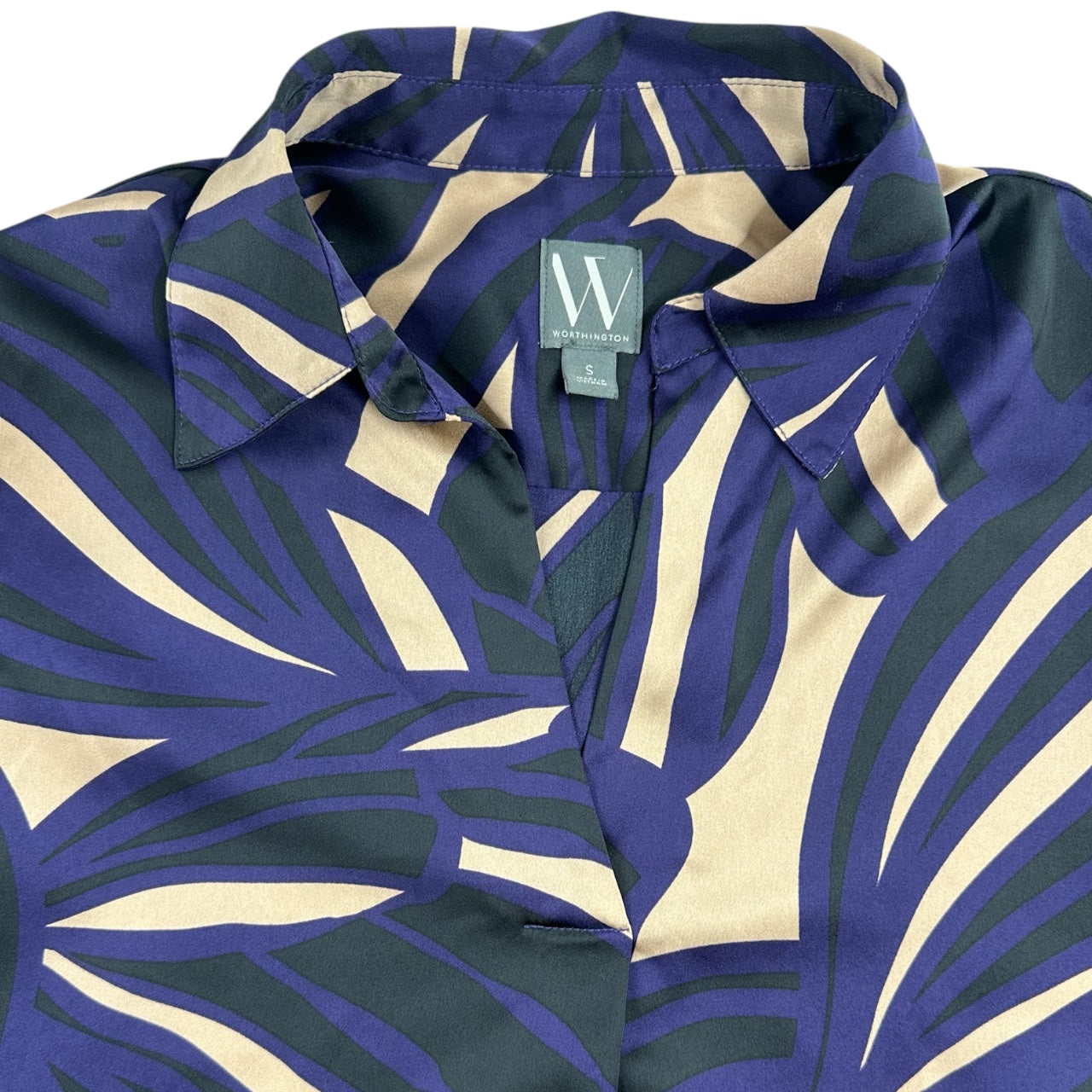 Vintage Y2K Worthington Abstract Swirl Purple & Gold Office Siren Blouse