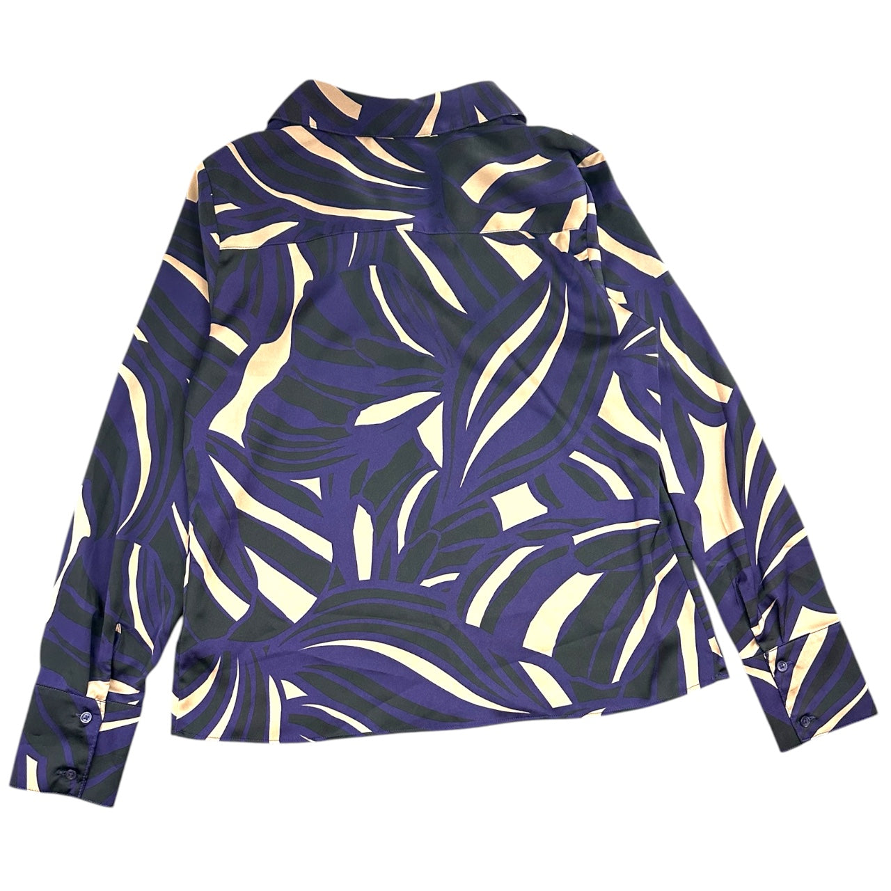 Vintage Y2K Worthington Abstract Swirl Purple & Gold Office Siren Blouse