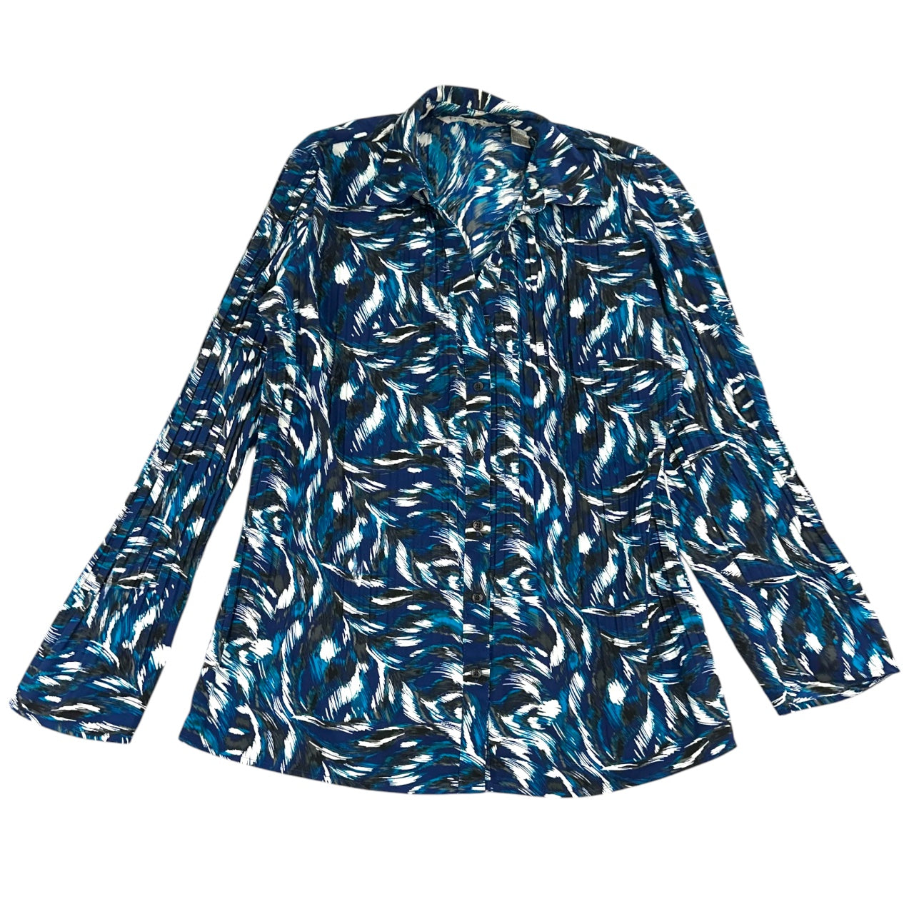 Vintage Y2K Fred David Blue Abstract Office Siren Blouse