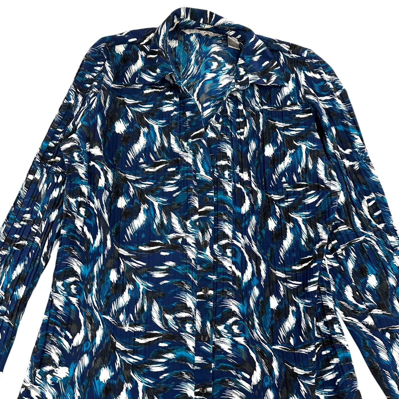 Vintage Y2K Fred David Blue Abstract Office Siren Blouse