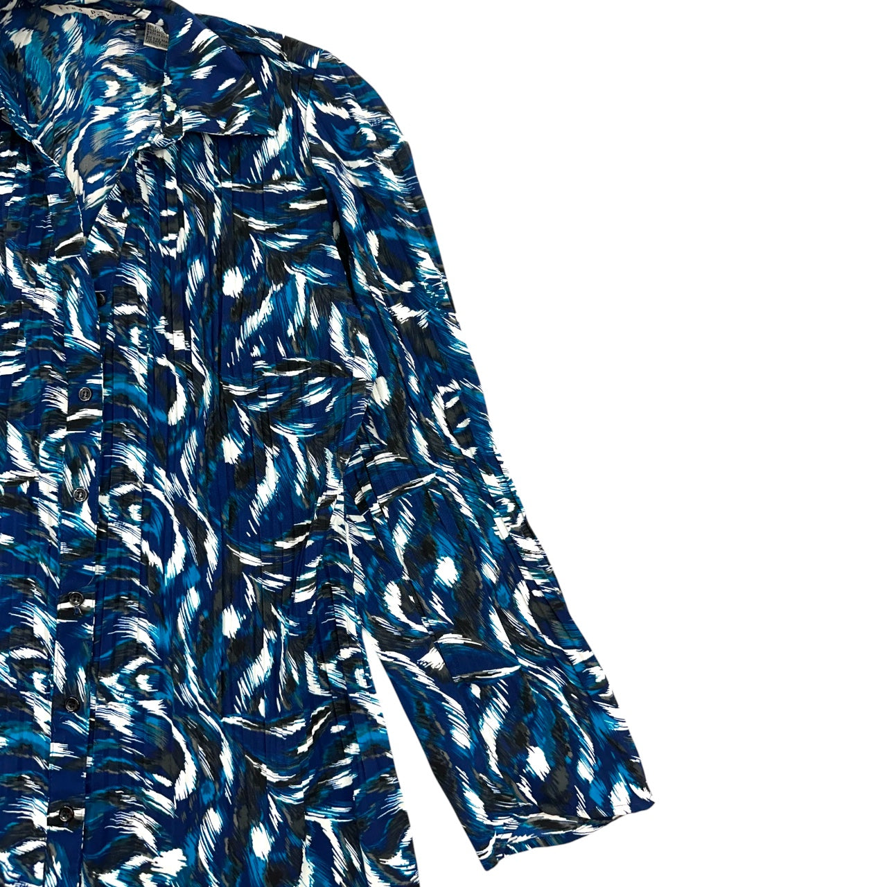 Vintage Y2K Fred David Blue Abstract Office Siren Blouse