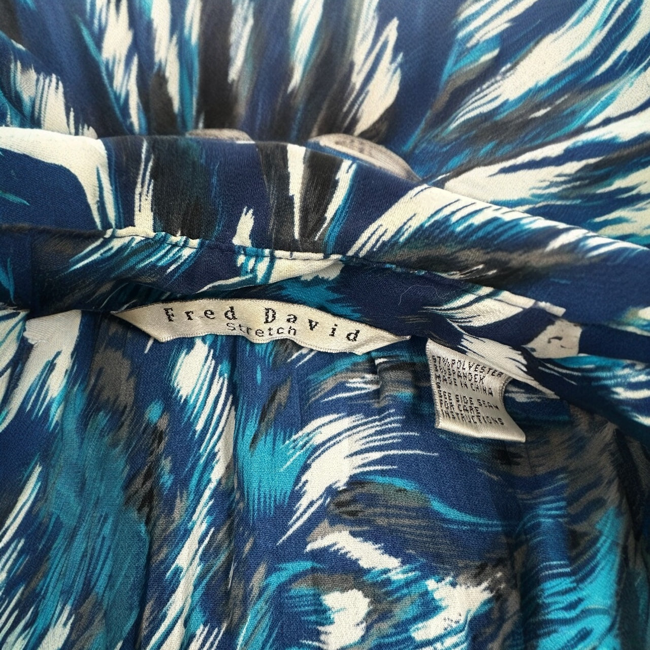 Vintage Y2K Fred David Blue Abstract Office Siren Blouse