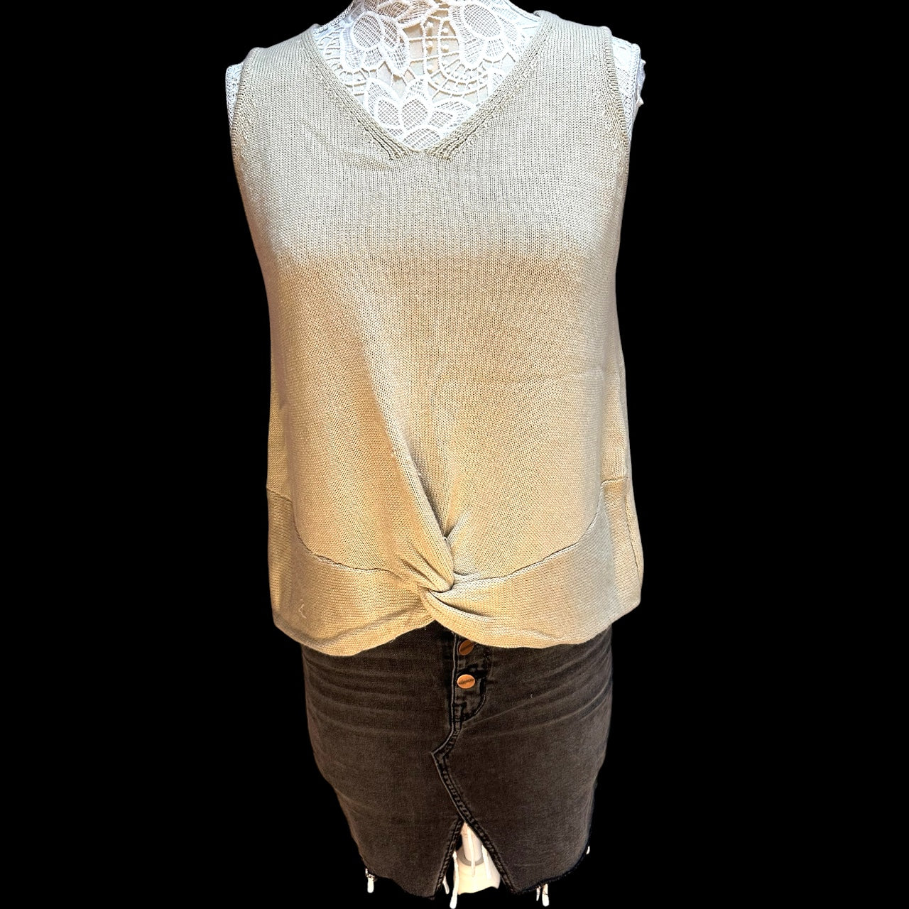 Y2K Minimalist Twist Front Apt. 9 Knit Tank Top