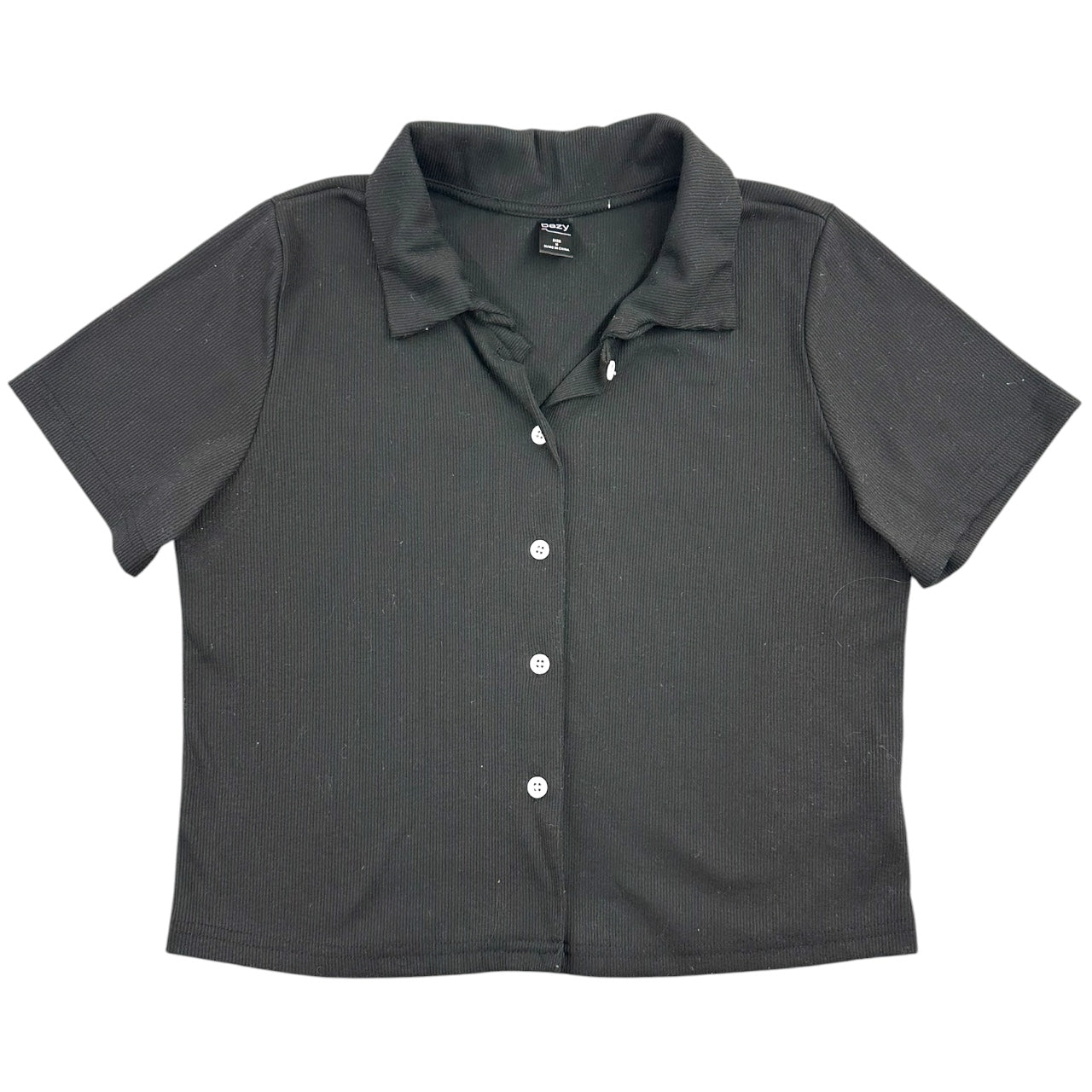Y2K Dazy Black Ribbed Polo Baby Tee