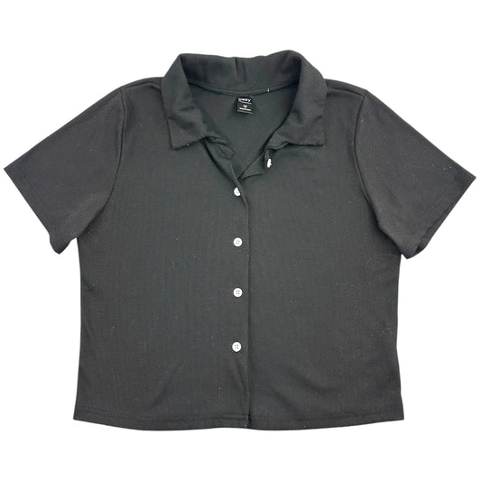 Y2K Dazy Black Ribbed Polo Baby Tee