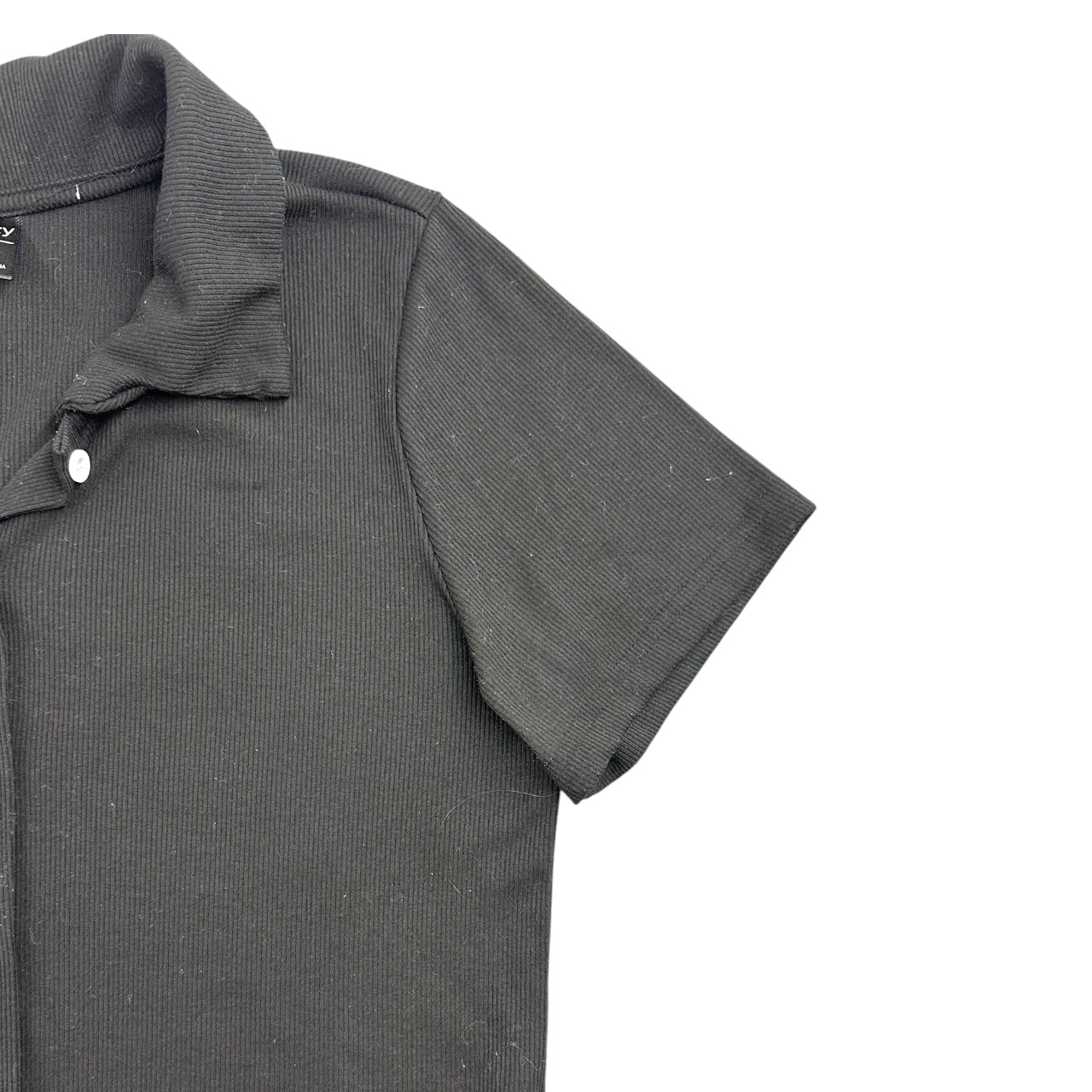 Y2K Dazy Black Ribbed Polo Baby Tee