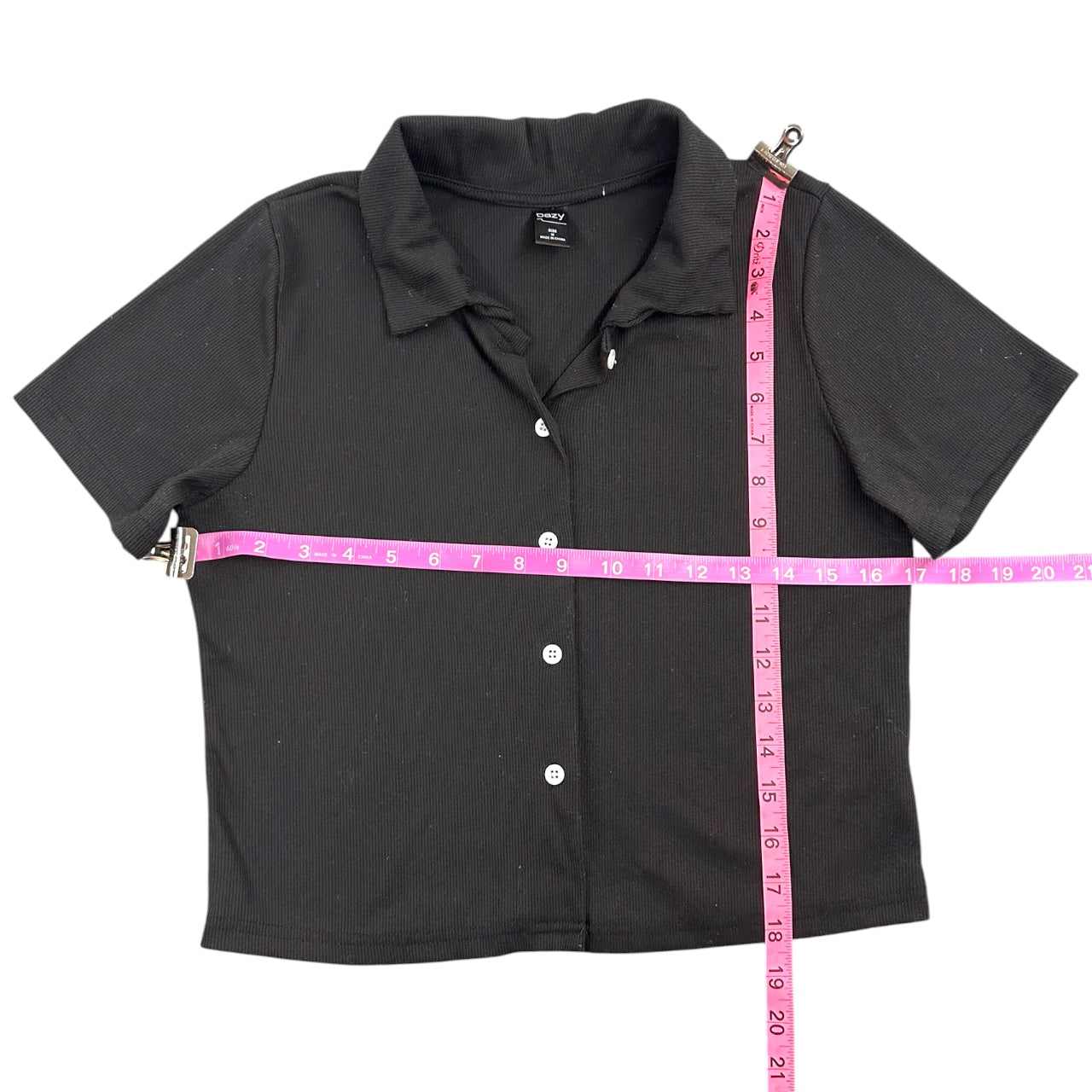 Y2K Dazy Black Ribbed Polo Baby Tee