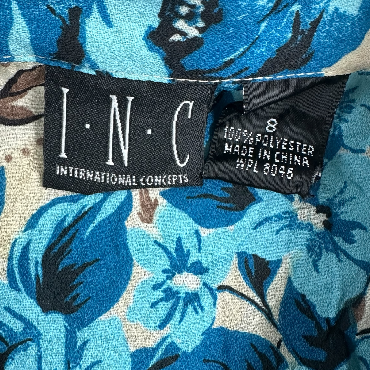 Vintage Y2K INC Blue Floral Ruffle Blouse
