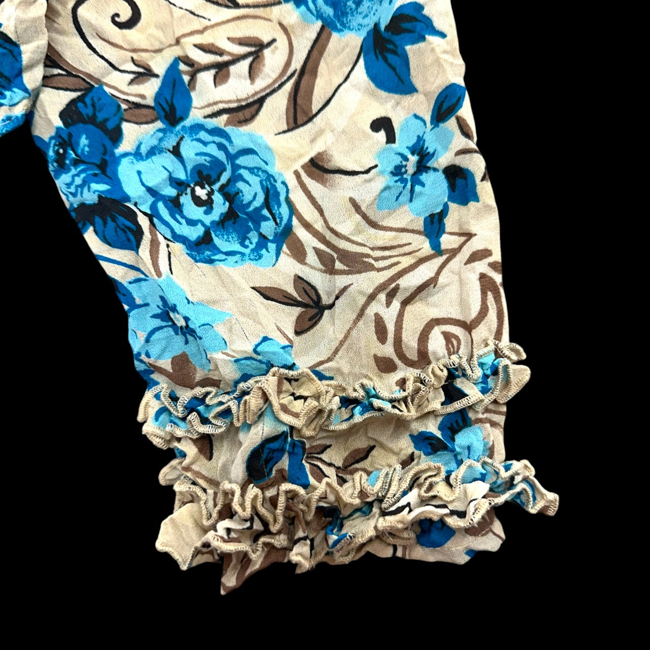 Vintage Y2K INC Blue Floral Ruffle Blouse