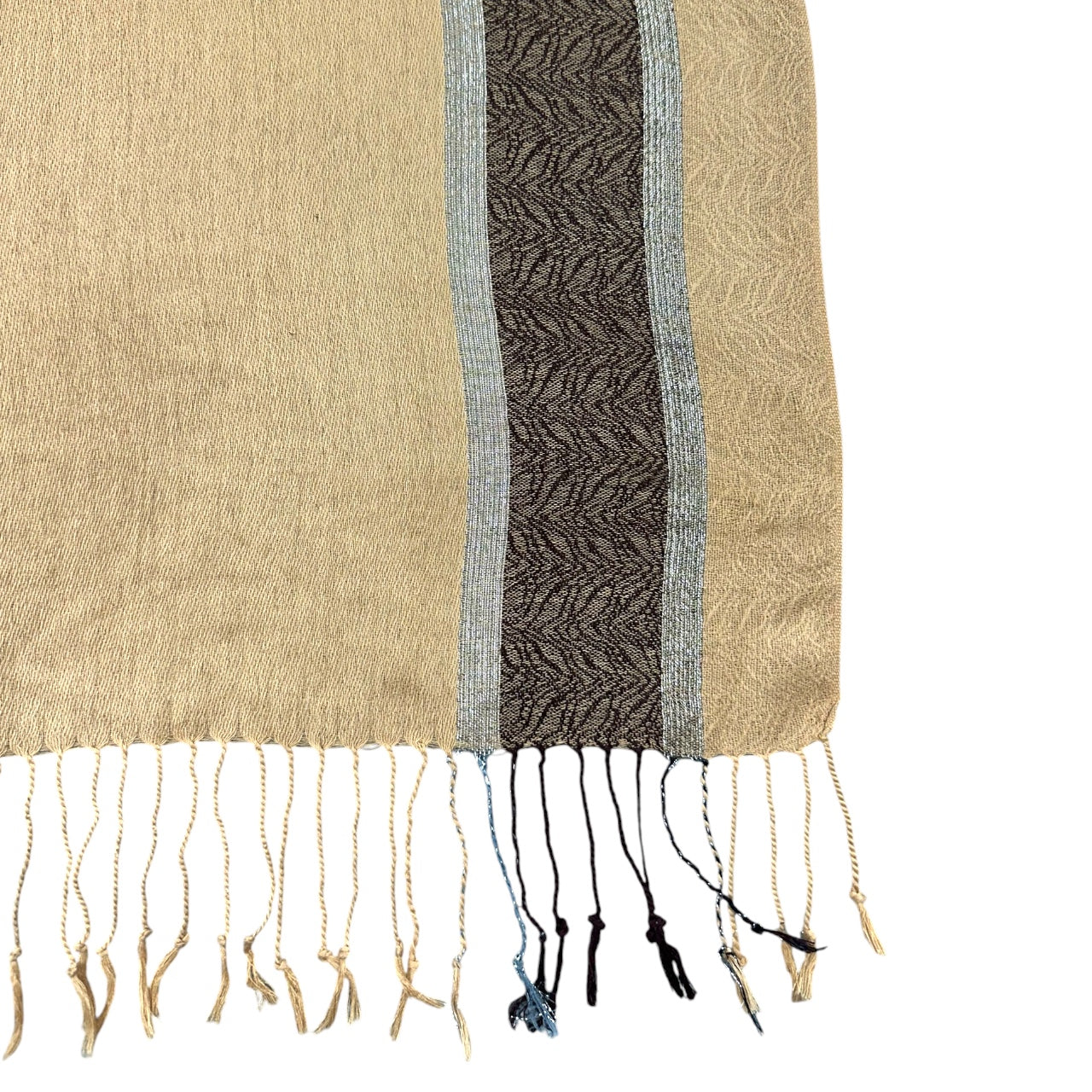 Vintage Boho Tan & Brown Fringe Poncho